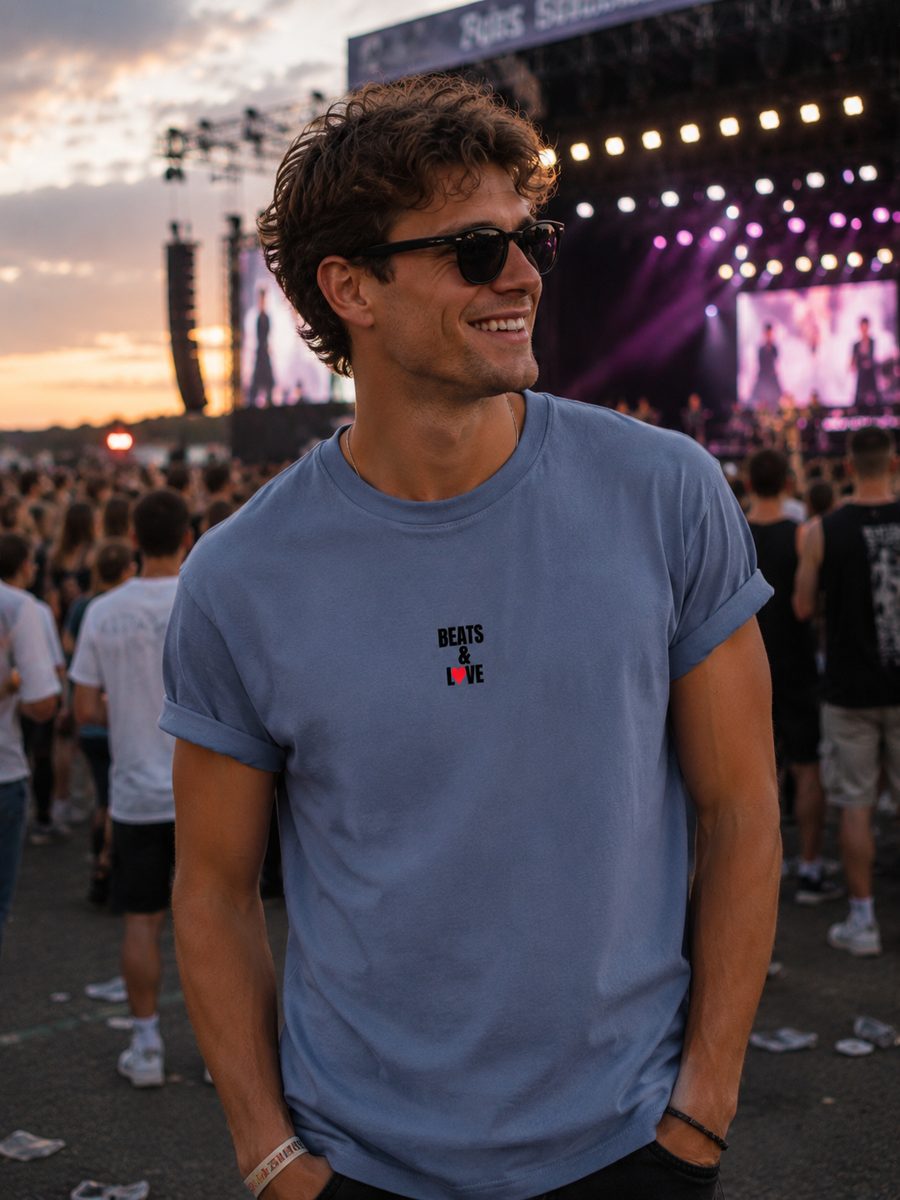 BEATS & LOVE Shirt Vintage Blue